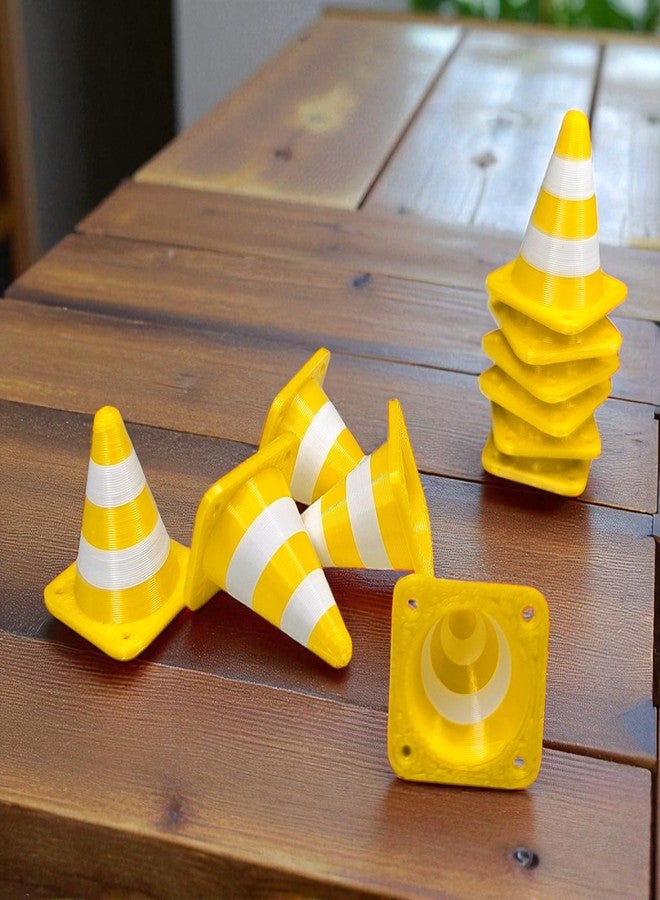 Sentosa Miniature Traffic Cones, Yellow with White Strips, Stackable, Pack of 10, Mini Size - Image 3